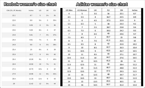 größen adidas vs reebok classic|adidas vs reebok sizes.